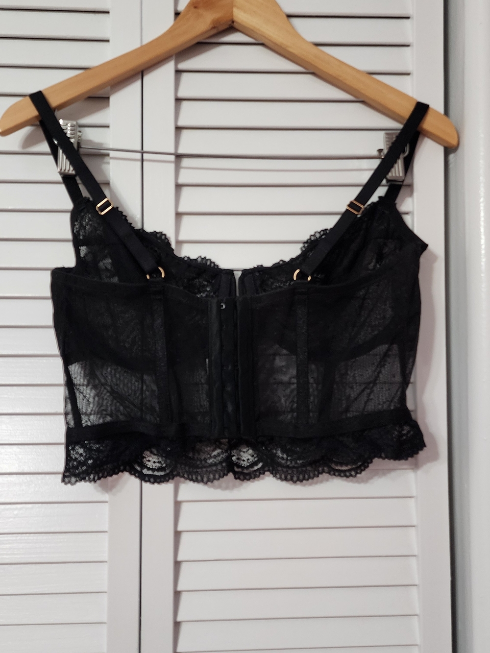 Black Lace Bustier Crop Top - Women's Intimates - Picture 6 of 8